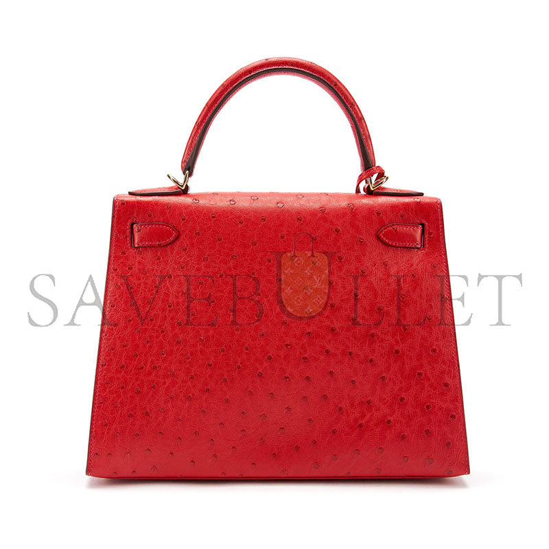 H**mes master heart red ostrich kelly 25 gold hardware (25*17*7cm)